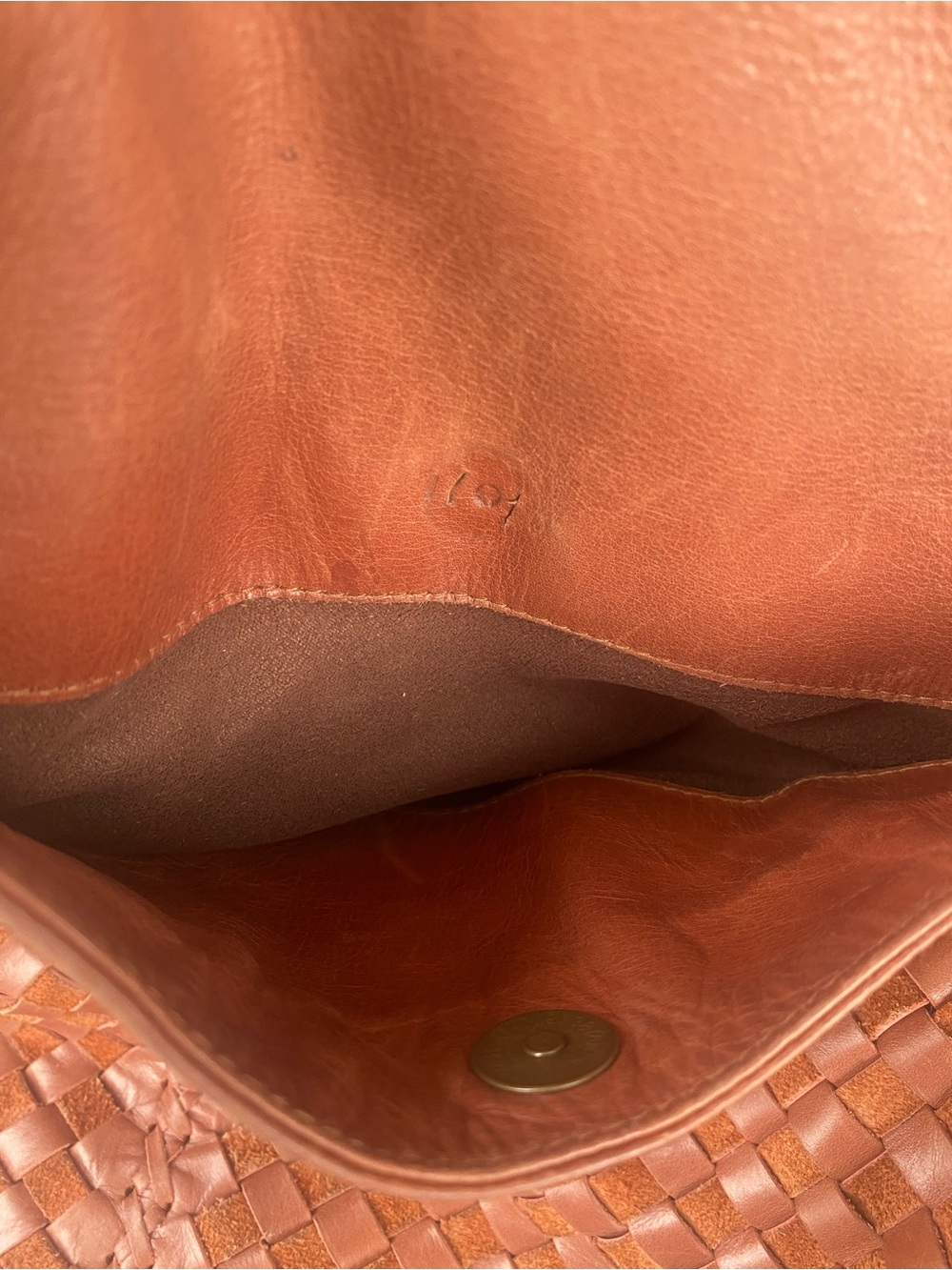 ELF Woven Leather French Lover Oversized Hobo Bag - Cognac - Picture 16 of 16
